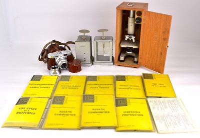 Lot 359 - A vintage Opax 200X student microscope with...