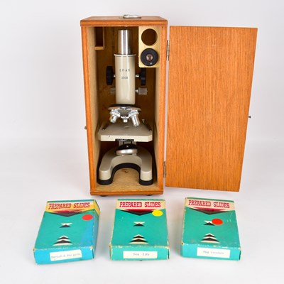 Lot 360 - A student's vintage Opax 200X microscope with...