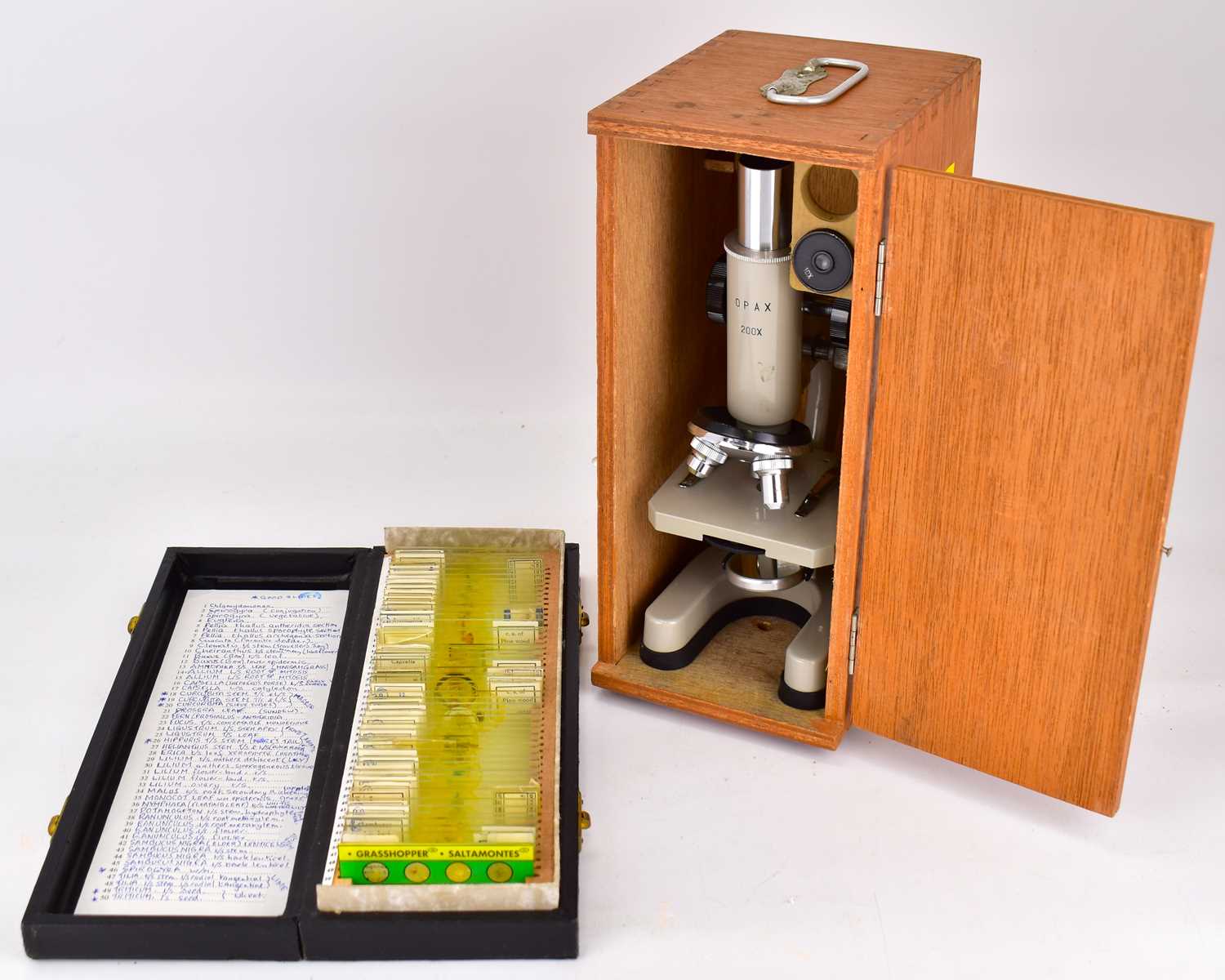 Lot 361 - A student's vintage Opax 200X microscope with...