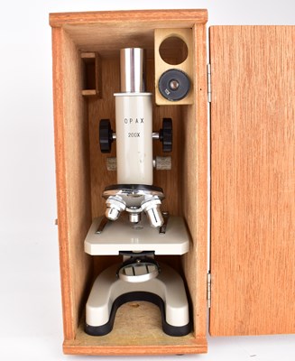 Lot 361 - A student's vintage Opax 200X microscope with...