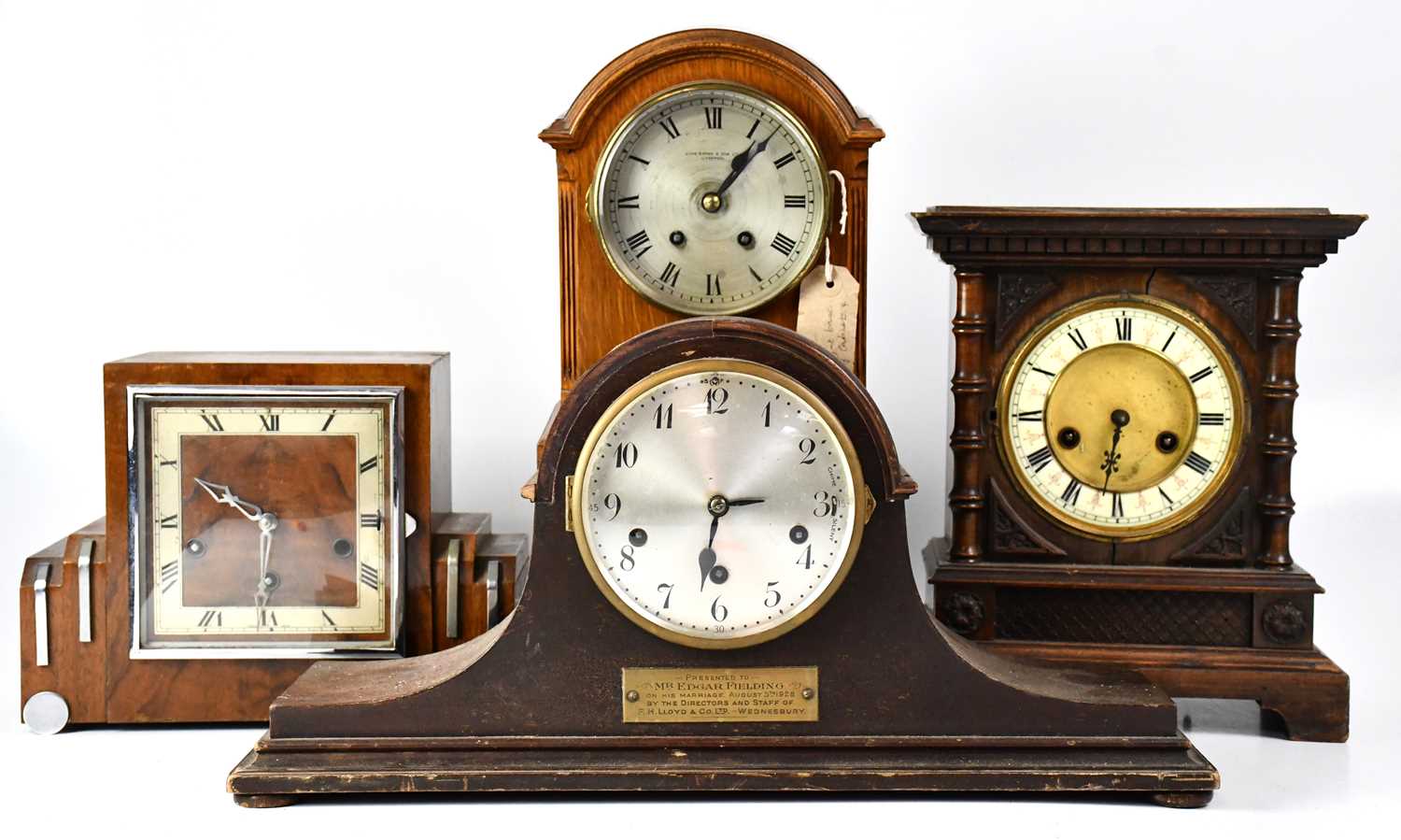 Lot 115 - Four early/mid-20th century mantel clocks,...