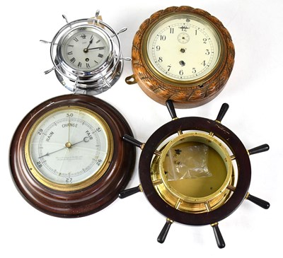 Lot 129 - SESTREL; a chrome maritime-themed wall clock...