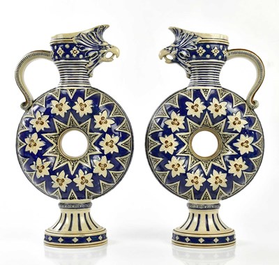 Lot 1410 - MERKELBACH & WICK; a pair of stoneware ewers,...