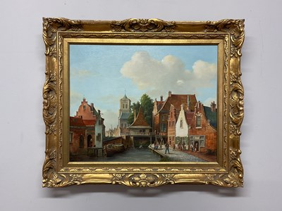 Lot 339 - J H DE BERG; oil on board, a traditional Dutch...