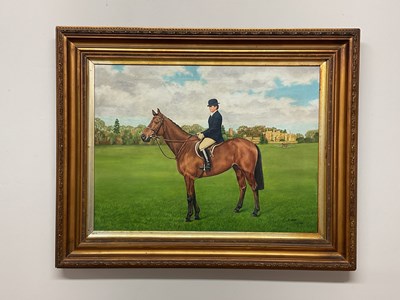 Lot 344 - F WOOTTON; oil on canvas, a gentleman riding a...