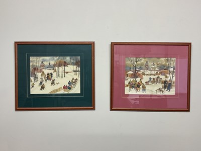 Lot 334 - UNATTRIBUTED; a pair of watercolours, snow...