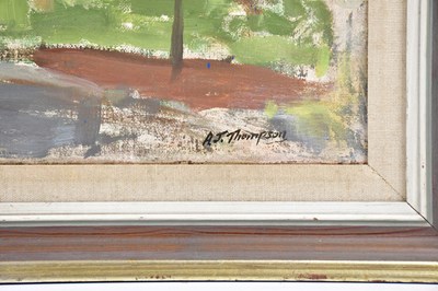 Lot 1645 - A J THOMPSON; oil on canvas, view of Hyde,...