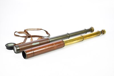 Lot 2168 - Two leather bound telescopes including a Quick...