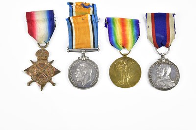 Lot 1606 - A WWI 1915 medal trio including a Long Service...