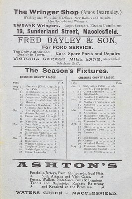 Lot 2295 - MACCLESFIELD FOOTBALL CLUB; two early season...