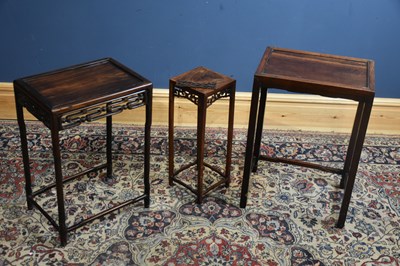 Lot 210 - Two Chinese rosewood side tables and similar...