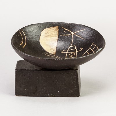 Lot 390 - JOHN MALTBY (1936-2020); an oval stoneware...