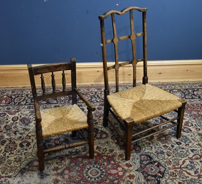 Lot 150 - An early 20th century rush seated bedroom...