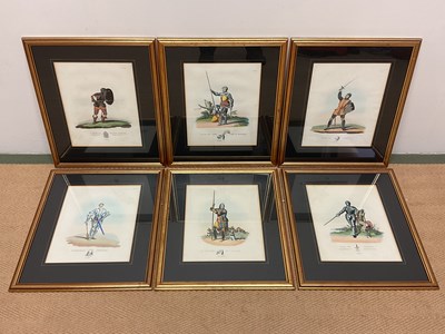 Lot 319 - Six coloured print plates depicting medieval...