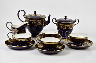 Lot 1309 - SEVRES; a good tea service, cobalt blue body...