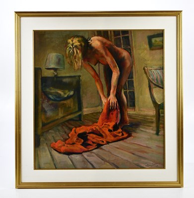 Lot 2628 - ANTHONY BURROW; oil on gesso paper, "The Red...