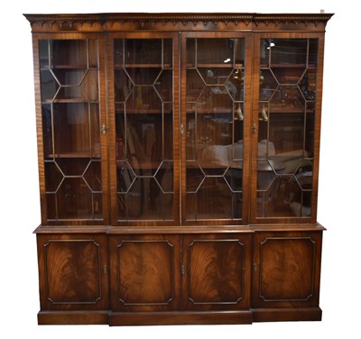 Lot 174 - A reproduction mahogany secretaire bookcase,...