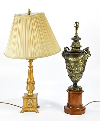 Lot 2217 - A modern decorative urn table lamp with mask...