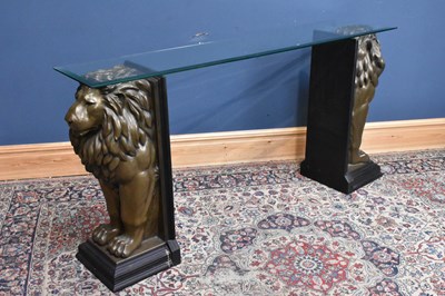 Lot 176 - A decorative console table with plate glass...