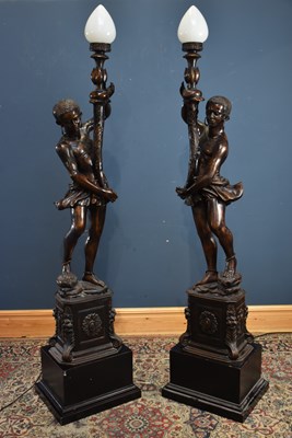 Lot 2186 - A pair of large and decorative bronzed metal...