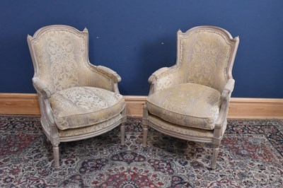 Lot 201 - A pair of modern French style elbow chairs...