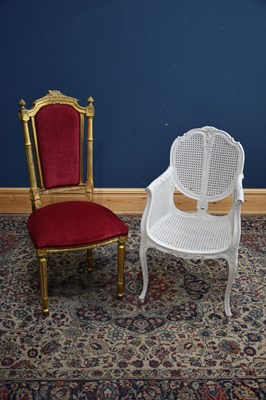 Lot 202 - A modern gilt wood chair on turned column...