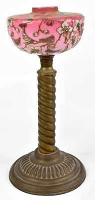 Lot 219 - A Victorian brass oil lamp with detachable...