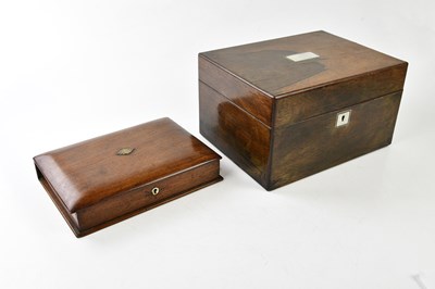 Lot 1022 - A Victorian rosewood jewellery box with mother...