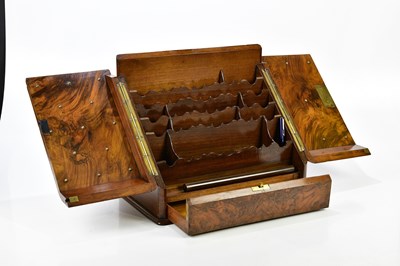 Lot 494 - A Victorian walnut stationery cabinet, with...