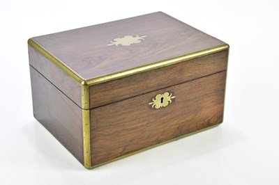 Lot 1101 - A Victorian brass bound rosewood vanity case,...