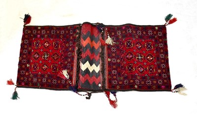 Lot 103 - An Afghan Beshir hand knotted donkey bag with...