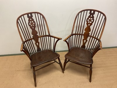 Lot 637 - Pair of mid 19th century  ash and elm high...