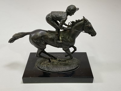 Lot 146 - DAVID CORNELL; a bronze figure group of horse...