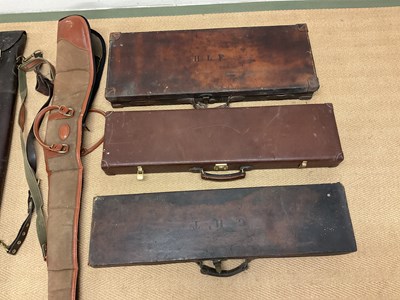 Lot 58 - Three leather gun cases, one labelled Berretta...