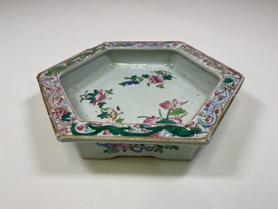 Lot 203 - A 19th century Chinese Famille Rose hexagonal...