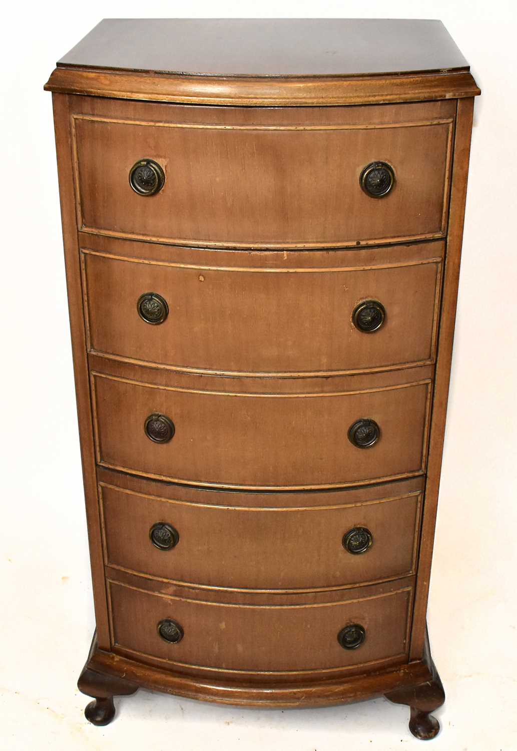 Lot 1743 - A reproduction mahogany chest of five drawers,...