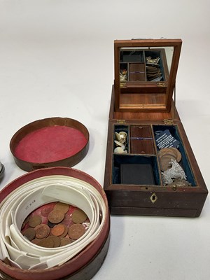 Lot 21 - A 19th century mahogany travelling box, a...