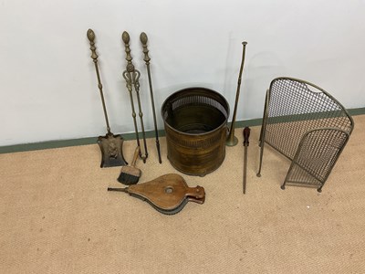 Lot 140 - A quantity of metalware comprising fire side...