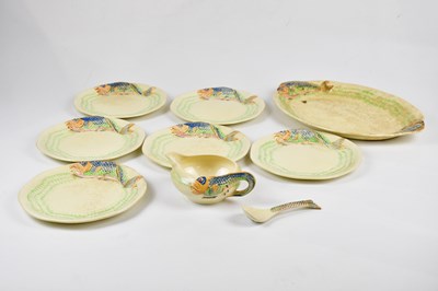 Lot 1316 - CLARICE CLIFF; a fish service, comprising...