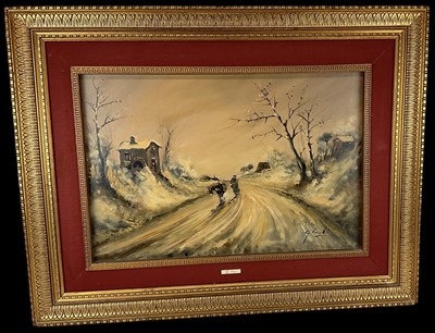 Lot 261 - G CURTI; oil on canvas, rural scene depicting...