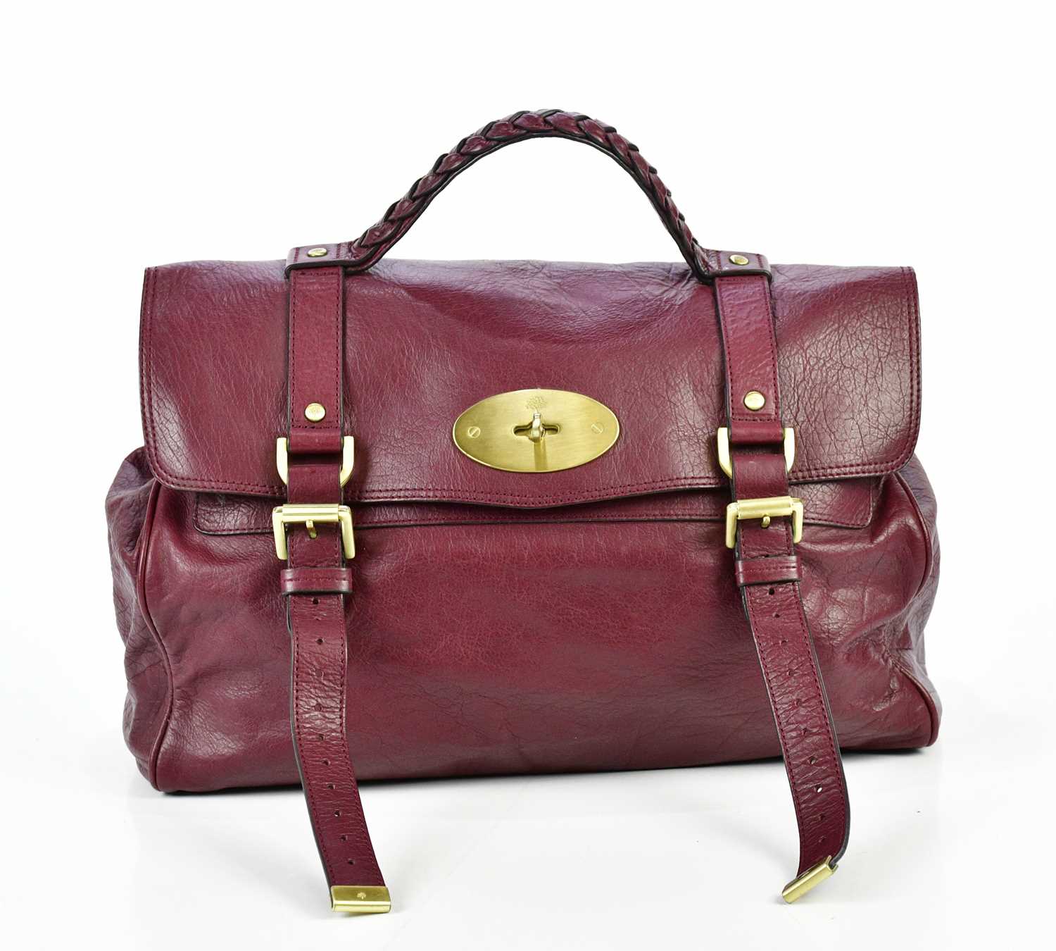 Lot 708 - MULBERRY; a dark red leather Alexa satchel...