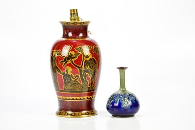 Lot 1306 - ROYAL DOULTON; a vase converted to a table...