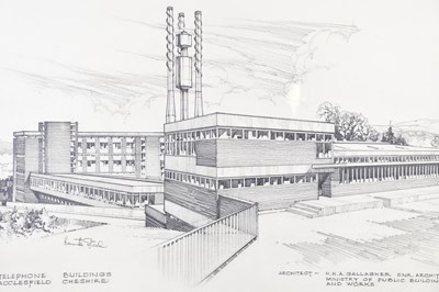 Lot 199 - KENNETH STEEL; a perspective drawing,...