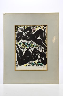 Lot 2409 - GERARD NEGELSPACH; a woodblock print, stylised...