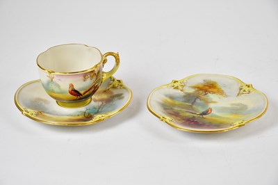 Lot 1359 - ROYAL WORCESTER; a Hadley period trio with...