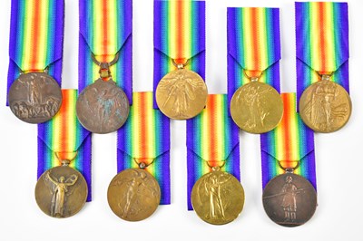 Lot 1590 - A collection of nine WWI Victory Medals,...