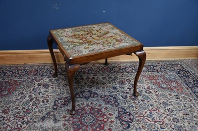 Lot 101 - A 19th century walnut card table with tapestry...