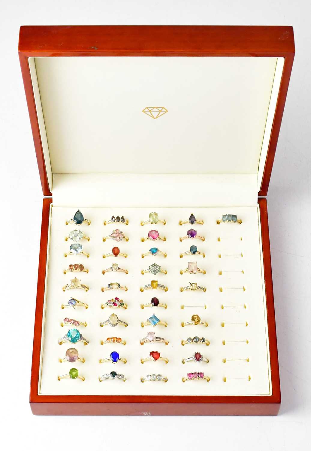 Lot 734 - GEMPORIA; forty contemporary dress rings set...