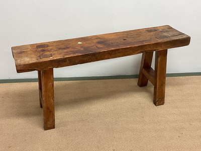 Lot 659 - A wooden farm house bench, height 51cm, width...