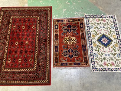 Lot 594 - A Keshan rug, 200 x 140cm, and two other rugs....